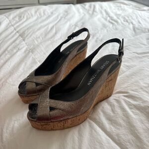 Stuart Weitzman Bronze Wedge Sandals